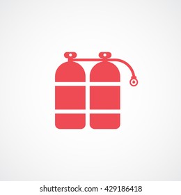Oxygen Cylinder Red Flat Icon On White Background