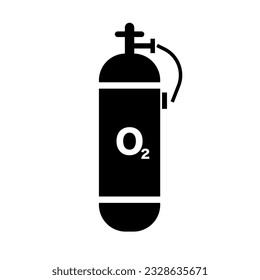 Oxygen cylinder silhouette icon. Industrial gas. Vector.