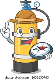 Oxygen cylinder stylized Explorer having a compass