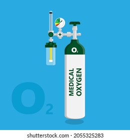 Oxygen cylinder tank medical oxygen full kit illustration