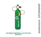 Oxygen cylinder tank realistic vector artwork. Realistic vector art of Oxygen cylinder. Medical Oxygen. Oxygen Icu Medical Gas Cylinder