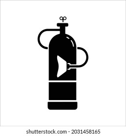 Oxygen, cylinder, oxygen tank, scuba icon. Black vector design.