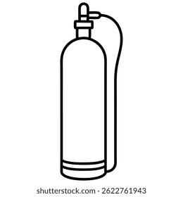 Cilindro de oxigênio vetor linha arte no fundo branco
