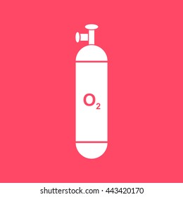 Oxygen Cylinder white icon on magenta color background. Eps-10.