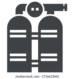 oxygen cylinders black icon on white background