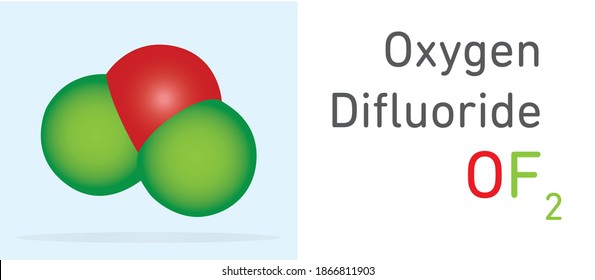 Oxygen Difluoride (OF2) gas molecule. Space filling model. Structural Chemical Formula and Molecule Model. Chemistry Education