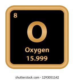 Oxygen element from the periodic table series. Sign with atomic number and atomic weight. chemical element. 
