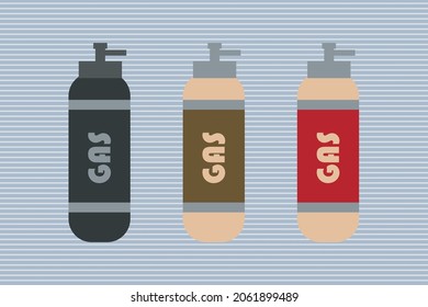 Oxygen Gas cylinder bottles vector illustration.  Fuel gas container symbol design 