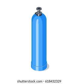 Oxygen gas tank. Isometric vector illustration. 