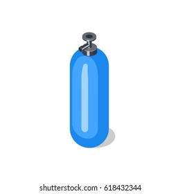 Oxygen gas tank. Isometric vector illustration. 