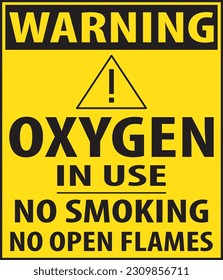 Gas de oxígeno, oxígeno en uso vector de aviso