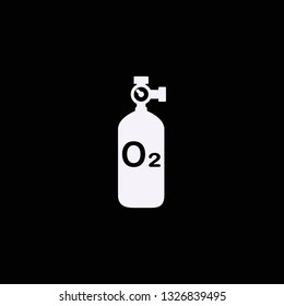 Oxygen icon. Black filled vector illustration. Oxygen symbol on black background. Can be used in web and mobile.