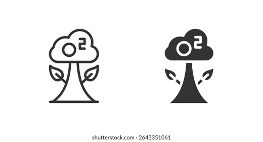 Oxygen icon set showing air quality and nature importance.
