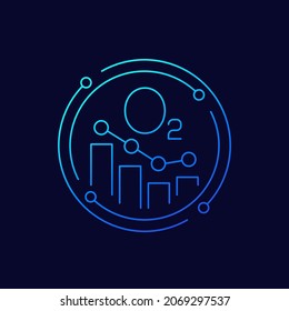 icono de línea de nivel de oxígeno con gráfico, vector