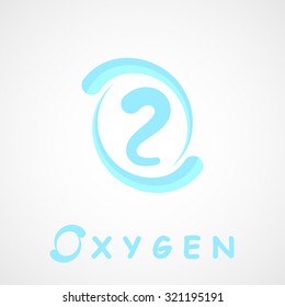 Oxygen logo, o2 shape, o letter, 2d vector on gray background, eps 10