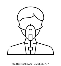 oxygen mask face line icon vector. oxygen mask face sign. isolated contour symbol black illustration