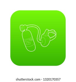 Oxygen mask icon green vector isolated on white background
