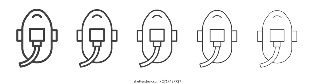Icono de máscara de oxígeno en el concepto de trazos lineales