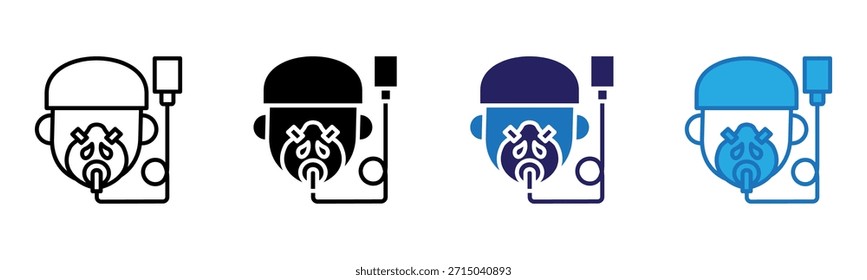 Oxygen Mask Icon Multi Style Vector Illustration