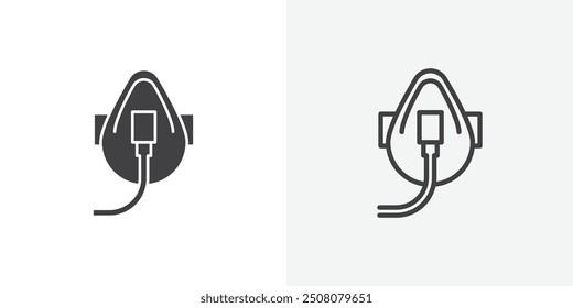 Oxygen mask icon in solid and outlined style