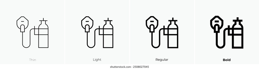 oxygen mask icon. Thin, Light Regular And Bold style design isolated on white background