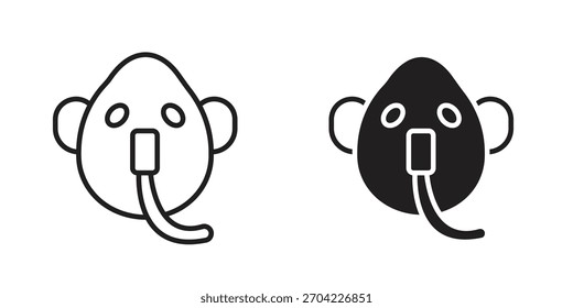 Icono de máscara de oxígeno en trazo delgado y estilo plano.