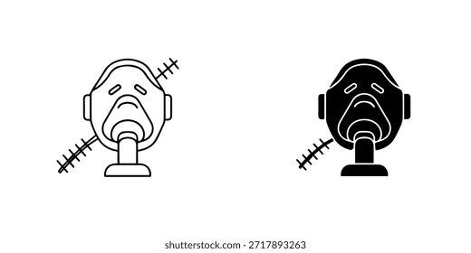Oxygen mask icon in two styles, outline and solid, isolated on, for medical and healthcare