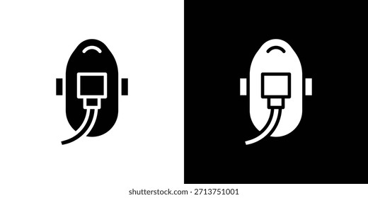 Icono de máscara de oxígeno. Ilustración vectorial. Silueta en color negro