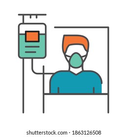 Oxygen mask line color icon. Hospital ward.