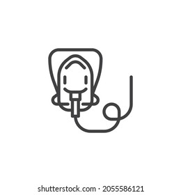 Oxygen mask line icon. linear style sign for mobile concept and web design. Medical oxygen mask front view outline vector icon. Symbol, logo illustration. Vector graphics