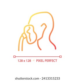 Oxygen mask pixel perfect gradient linear vector icon. Intensive care equipment. Emergency air for respiratory system. Thin line color symbol. Modern style pictogram. Vector isolated outline drawing