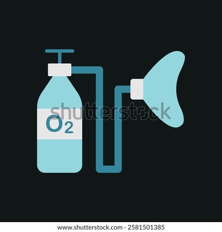 Oxygen mask and tank icon is a clean vector illustration of a medical oxygen cylinder connected to a breathing mask, perfect for healthcare apps, emergency visuals, and respiratory care designs.