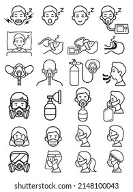 Oxygen masks and sleep aids icons vector illustrations