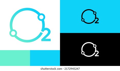 Concepto de diseño de logotipo de círculo de molécula de oxígeno 