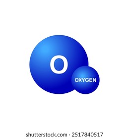 Oxygen molecule icon. Molecule of Oxygen. O element. Chemistry and scientific research concept