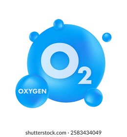 Oxygen molecule O2 with surrounding atoms forming blue sphere