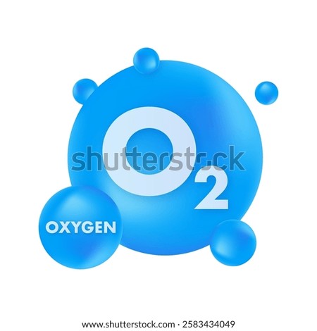 Oxygen molecule O2 with surrounding atoms forming blue sphere