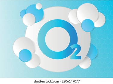Oxygen molecule on a blue background.O2. Concept. Vector illustration.