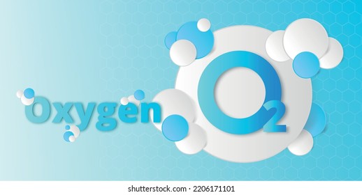 Oxygen molecule on a blue background.O2. Concept. Vector illustration.