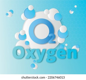 Oxygen molecule on a blue background.O2. Concept. Vector illustration.