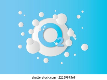 Oxygen molecule on a blue background.O2. Concept. Vector illustration.
