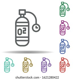 Oxygen in multi color style icon. Simple thin line, outline vector of seaside icons for ui and ux, website or mobile application