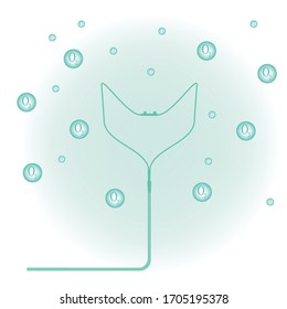 Oxygen nasal cannula on oxygen therapy background. 