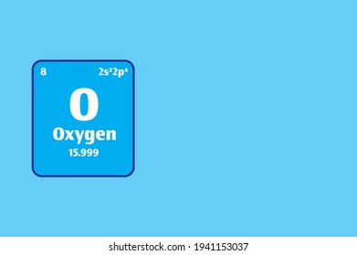 Botón Oxígeno (O) en la tabla periódica de elementos con número atómico y espacio de copia para un concepto o experimento de ciencia química.	