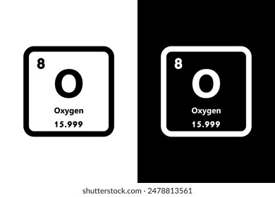 Oxygen, O, chemical periodic element icon. The chemical element of the periodic table. Sign with atomic number. Oxygen element