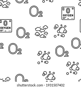 Oxygen O2 Chemical Vector Seamless Pattern Thin Line Illustration