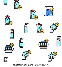 Oxygen O2 Chemical Vector Seamless Pattern Thin Line Illustration