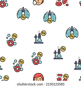 Oxygen O2 Chemical Vector Seamless Pattern Thin Line Illustration