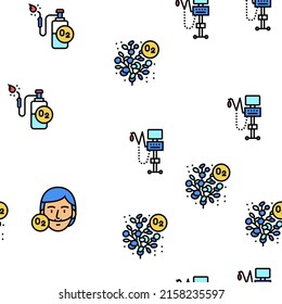 Oxygen O2 Chemical Vector Seamless Pattern Thin Line Illustration