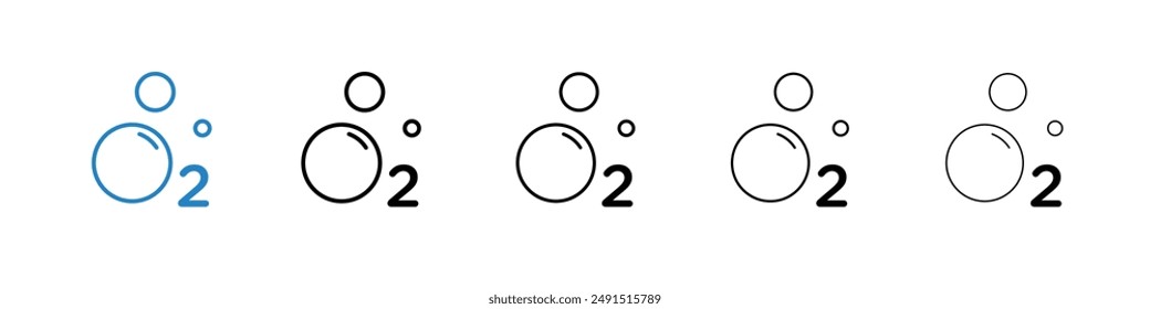 Oxygen O2 icon in black and blue